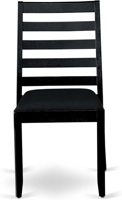 East West Furniture LGX19-BLK-24 -9 Piece Dining Set Includes a Rectangular Kitchen Table with Black Tabletop and 8 Stackable Polyester Fabric Chairs, Black