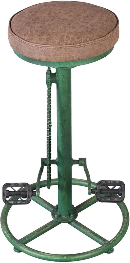 Topower Vintage DIY Bar Stool Bicycle Chain Iron Pedal Retro Industrial Height Adjustable Bicycle Wheel Design bar Chair Set of 2 Antique Green