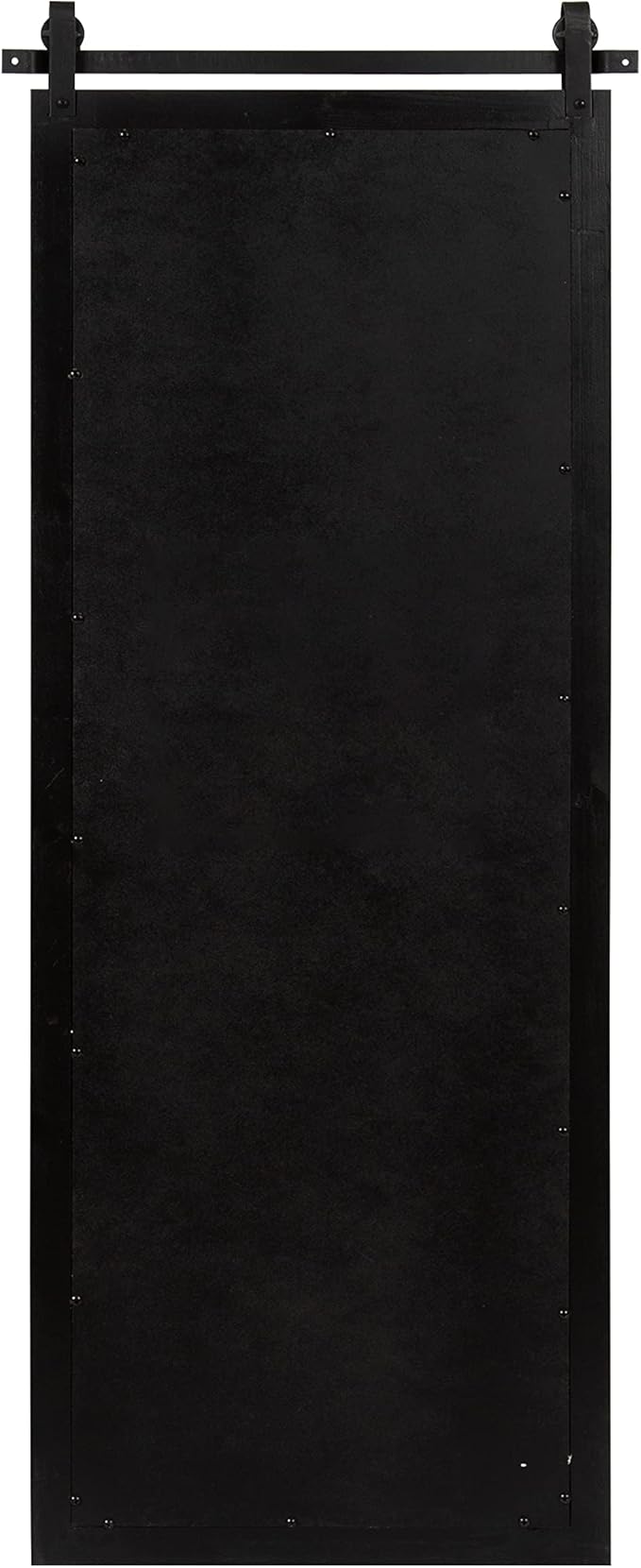Kate and Laurel Cates Farmhouse Wood Framed Panel Wall Mirror; 18 x 50; Black; Decorative Rustic Barn Door Inspired Wall Mirror Decor With Full Length Size