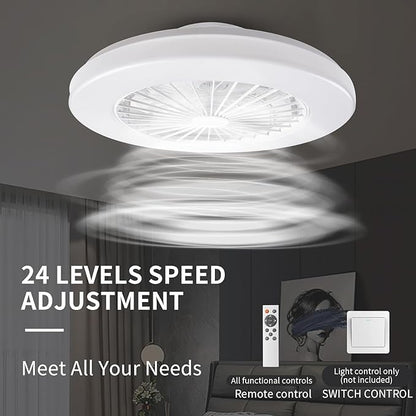 Modern LED Ceiling Light with Fan, RGB Ceiling Fan Lights, Ceiling Fan with lamp, 24 Ventilation speeds, infinitely dimmable Light for Living Room, Bedroom, Office, 3000-5500 K (White &19" & RGB)