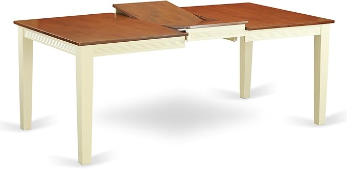 East West Furniture QUNI7-WHI-W 7 Piece Kitchen Table Set Consist of a Rectangle Dining Table with Butterfly Leaf and 6 Dining Chairs, 40x78 Inch, Buttermilk & Cherry