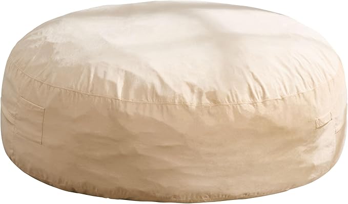 Hobestluk 6FT Bean Bag Chair Bean Bag Chairs for Adults Giant Bean Chairs with Velvet Cover, Memory Foam BeanBag Chair Fluffy BeanBag Chairs for Living Room, Bedroom- Khaki (70" x 70" x 15")