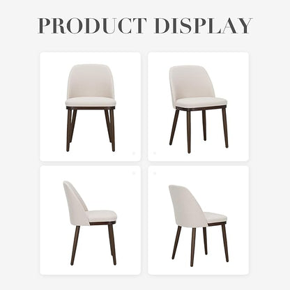 COLAMY Upholstered Dining Chairs Set of 2, Modern Kitchen Chairs with Back, Fabric Side Chair with Wood Legs for Dining Room Kitchen Restaurant, Beige