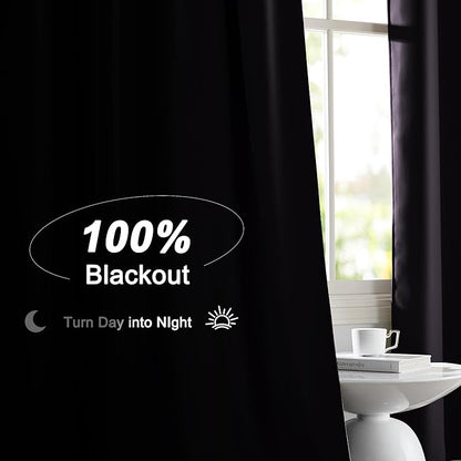 NICETOWN Purple Brown Blackout Curtain Panels, 52 x 84 Inches Rod Pocket Window Curtains with Black Liner for Nursery, Cold and Full Light Blocking Draperies, Style for Bedroom Living Room, 2 Pieces