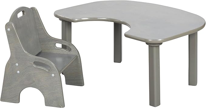 ECR4Kids Little Learner Table and Chair Set, Kids Furniture, Grey Wash