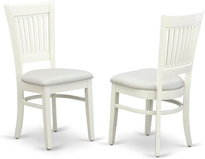 East West Furniture BOVA3-LWH-C 3 Piece Dining Room Furniture Set Contains a Round Dining Table and 2 Linen Fabric Upholstered Chairs, 42x42 Inch, Linen White