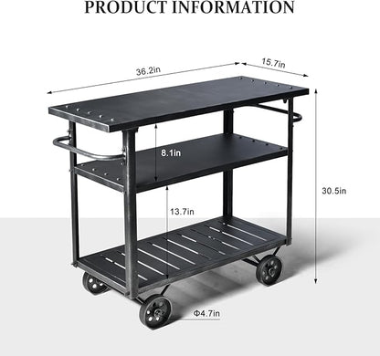 Diwhy Industrial 3 Tier Rolling Utility Storage Cart Wine Beverage, Metal Wine Rack with Wheels Kitchen Bar Dining Room Tea Wine, Serving Cart