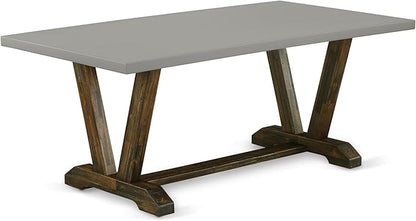 East West Furniture V797MZ748-5 5 Piece Modern Dining Table Set Includes a Rectangle Wooden Table with V-Legs and 4 Coffee Linen Fabric Upholstered Chairs, 40x72 Inch, Multi-Color