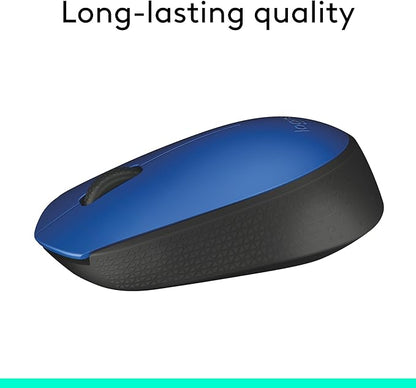 Logitech M170 Wireless Mouse for PC, Mac, Laptop, 2.4 GHz with USB Mini Receiver, Optical Tracking, 12-Months Battery Life, Ambidextrous - Blue