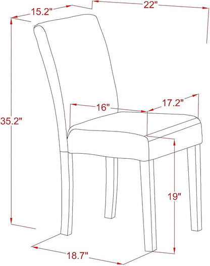 East West Furniture CAAB5-MAH-18 5 Piece Modern Dining Table Set Includes a Rectangle Wooden Table and 4 Coffee Linen Fabric Upholstered Parson Chairs, 36x60 Inch, Mahogany