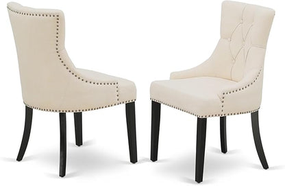 East West Furniture V697FR102-5 5 Piece Dining Set Includes a Rectangle Dining Room Table with V-Legs and 4 Light Beige Linen Fabric Upholstered Chairs, 40x72 Inch, Multi-Color