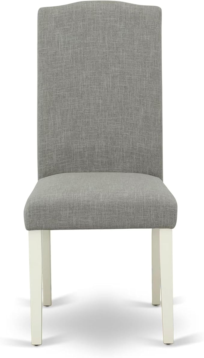 East West Furniture V027EN206-7 7 Piece Dining Table Set Consist of a Rectangle Kitchen Table with V-Legs and 6 Dark Shitake Linen Fabric Parson Dining Chairs, 40x72 Inch, Multi-Color