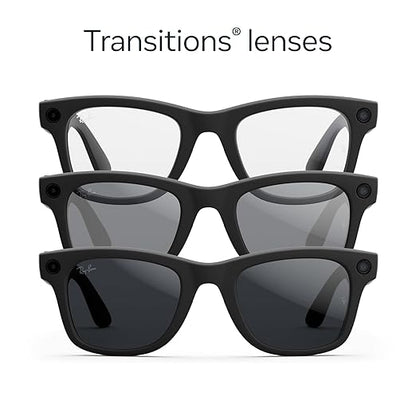 Ray-Ban Meta (Gen 2), Wayfarer, Matte Black | Smart AI Glasses for Men, Women — 2x Battery Life — 3K Ultra HD Resolution — 12 MP Ultra-Wide Camera, Audio, Video — Transitions® Grey Lenses