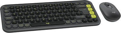 Logitech POP ICON Combo, Bluetooth Keyboard and Mouse Combo, Comfortable Typing, programmable Keys and Buttons, Quiet clicks, Easy-Switch up to 3 Devices - Graphite and Lime