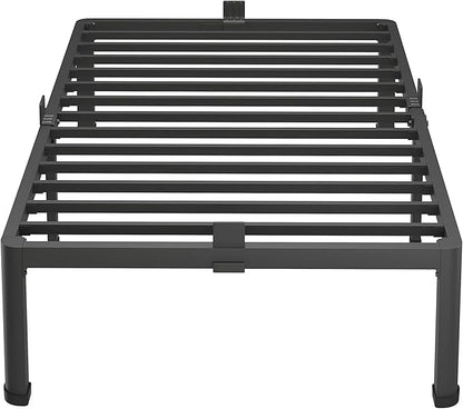 MAF 18 Inch Twin Bed Frames with Round Corner Legs Mattress Slide Stopper No Box Spring Needed Heavy Duty Metal Platform Bed Frame Under-Bed Storage Space, 3000 LBS Steel Slats Support