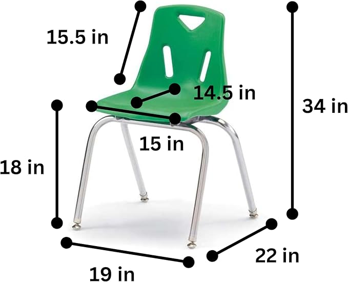 Berries Jonti-Craft 8148JC6119 Stacking Chairs with Chrome-Plated Legs, 18" Height, Green, Pack of 6