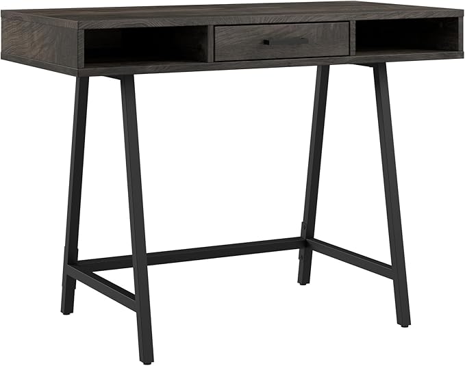 Bush Furniture Steele 40W Writing Desk in Dark Gray Hickory | Computer Table for Home Office Workspace