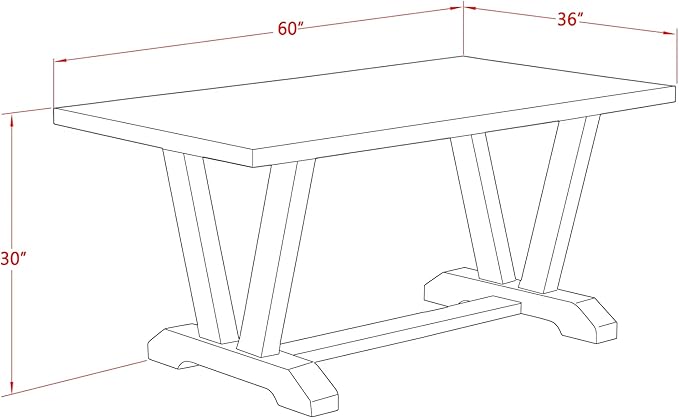 East West Furniture V696AB106-5 5 Piece Dining Table Set for 4 Includes a Rectangle Kitchen Table with V-Legs and 4 Shitake Linen Fabric Upholstered Parson Chairs, 36x60 Inch, Multi-Color
