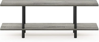 Furinno Turn-N-Tube 2-Tier Multipurpose Wide Shelf, French Oak Grey/Black