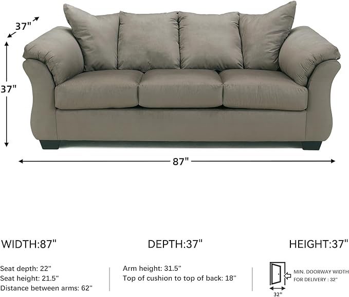 Signature Design by Ashley Darcy Casual Plush Sofa, Grayish Brown