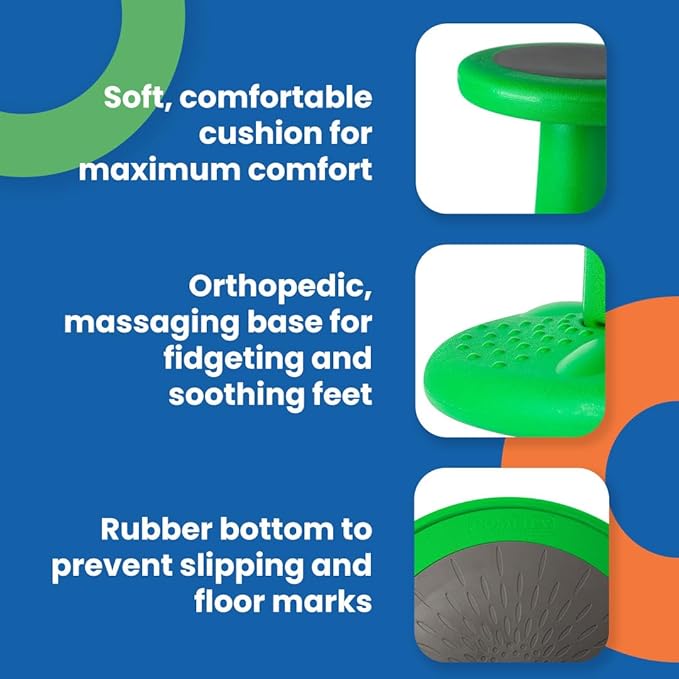 ActiveChairs Adjustable Wobble Stool, Flexible Classroom Seating, Improves Focus, Posture & Helps ADHD/ADD, Sensory Chair, Active Desk Chairs, Adjusts from 16.65" to 23.75", Ages 13-18, Grey