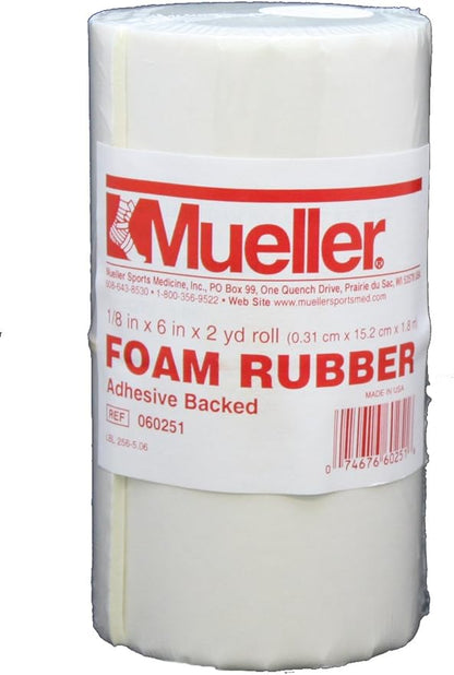 Mueller Foam Rubber - Adhesive Backed, Open Cell, 1/8" x 6" x 2 yd roll