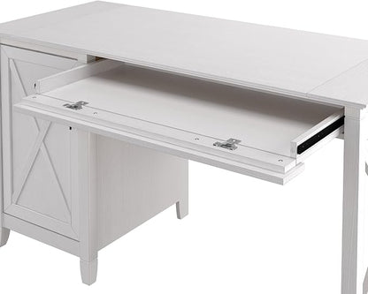 Bush Furniture Key West Computer Desk with Storage Farmhouse PC Table for Home Office in Pure White Oak 54W x 24D
