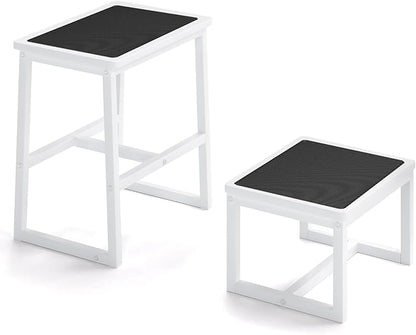 2 Step Stools for Adults Kids, Anti-Slip Sturdy Wooden Foot Stools with 500 Lbs Capacity for High Beds,Closet, Bathroom,Kitchen, Potty Training