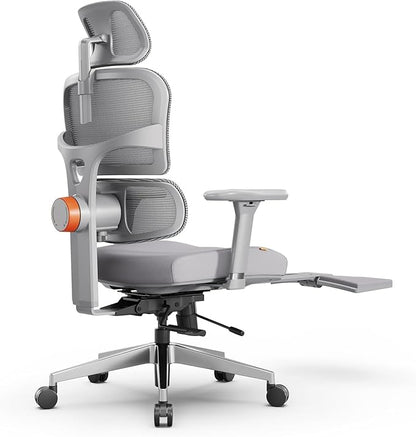 Newtral Ergonomic Office Chair - Home Office Desk Chair, Big and Tall Office Chair, Auto-Following Lumbar Support, 4D Armrest, Adjustable Seat Depth and Heigt (with Footrest, Gray)