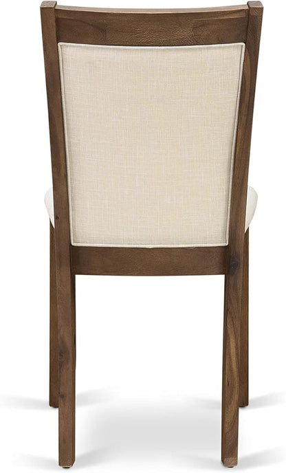 East West Furniture X727MZN32-5 5 Piece Dining Room Furniture Set Includes a Rectangle Dining Table with X-Legs and 4 Light Beige Linen Fabric Upholstered Chairs, 40x72 Inch, Multi-Color