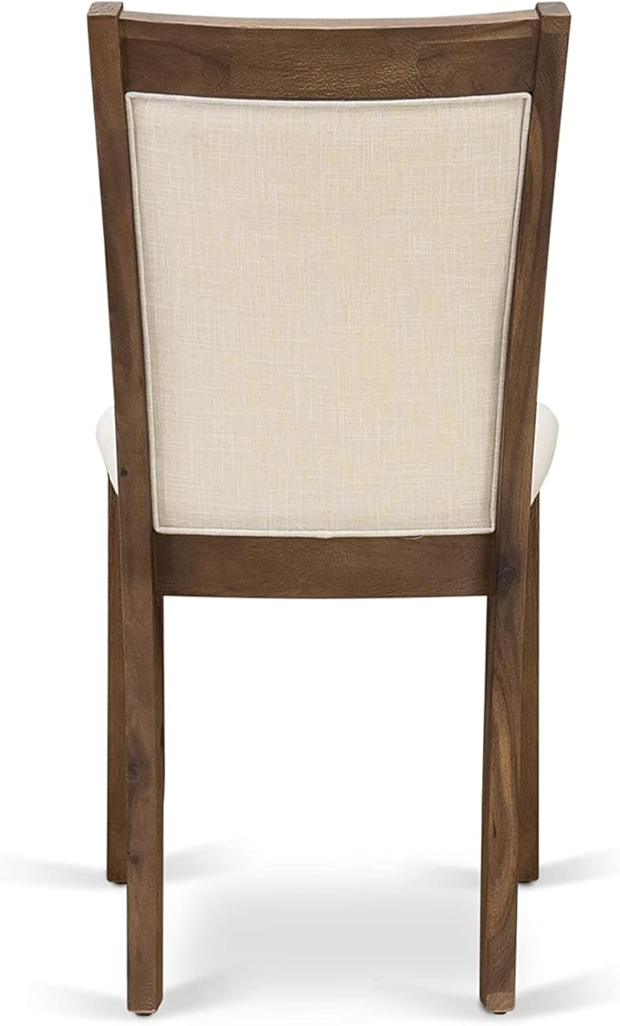 East West Furniture X797MZN32-9 9 Piece Dining Table Set Includes a Rectangle Dining Room Table with X-Legs and 8 Light Beige Linen Fabric Parsons Chairs, 40x72 Inch, Multi-Color
