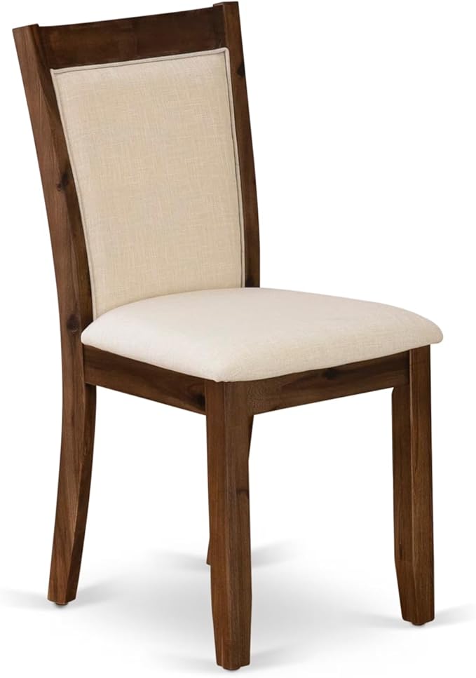 East West Furniture V727MZN32-7 7 Piece Dining Table Set Consist of a Rectangle Kitchen Table with V-Legs and 6 Light Beige Linen Fabric Parson Dining Chairs, 40x72 Inch, Multi-Color