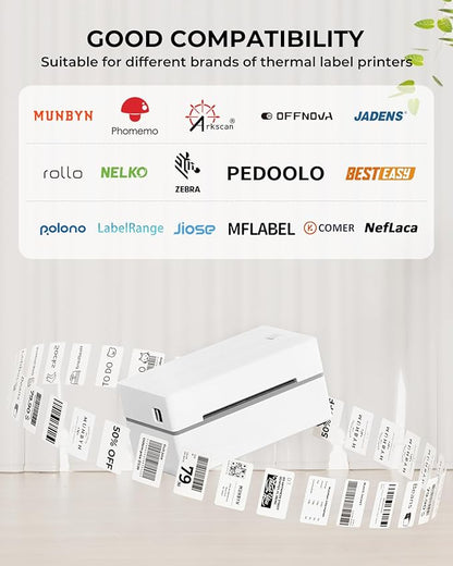 MUNBYN 2x1In Thermal Sticker Labels, Address Barcode Self-Adhesive Label Paper for Direct Thermal Printer and Business, Multi-Purpose Shipping Mailing Name Rectangle White Sticker,6000 Sheets/6 Rolls