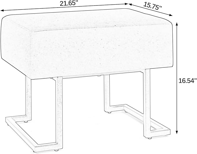 Modern Style Bedroom Single Seat Bench, Cushioned Bed end Stool, Living Room Sofa Stool, Footstool with Golden Iron Legs, Suitable for Bedroom and Living Room (Black, 21.65"x15.74"X16.53")