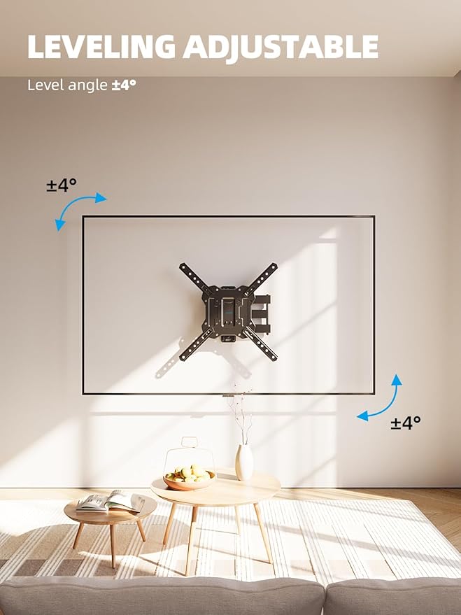 UL Listed Full Motion TV Wall Mount for 26-60 Inch TV Mounts Up to 77 lbs, Max VESA 400x400mm, Wall Mount TV Bracket with Swivel, Tilting, Leveling Adjust & Extendable Arm