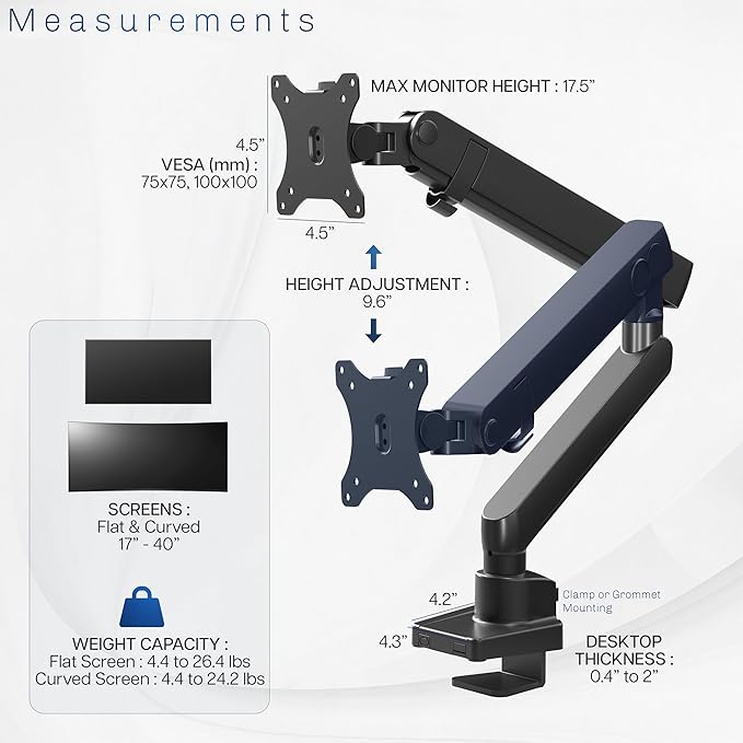 VIVO Premium Aluminum Full Motion Single Ultrawide Monitor Desk Mount Stand with Lift Engine Arm, Fits Screens up to 40 inches, STAND-V101BB