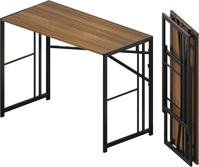 Folding Computer Desk 40 inch Writing Gaming Computer Camping Table, No Assembly Required Home Office Desk, Espresso