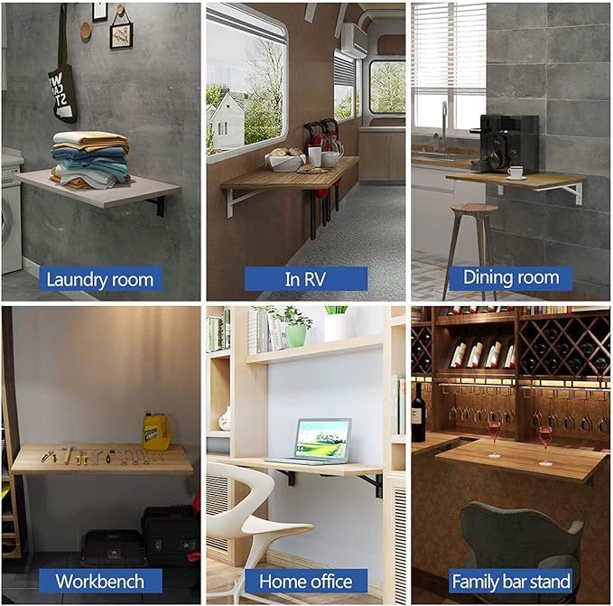 Need Fold Wall Mounted Table Folding Workbench Length 47.2" Width 20" Perfect Addition to Garage & Shed/Home Office/Laundry Room/Home Bar/Kitchen & Dining Room AC15BB(12050)