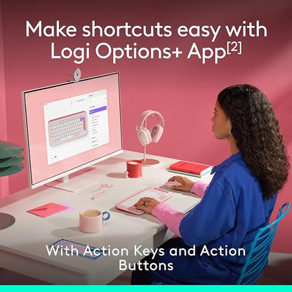 Logitech POP ICON Combo, Bluetooth Keyboard and Mouse Combo, Comfortable Typing, programmable Keys and Buttons, Quiet clicks, Easy-Switch up to 3 Devices - Rose