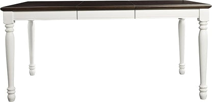 Crosley Furniture Shelby 6-Piece Traditional Dining Table Set for 7 with 4 Chairs and a Wood Bench, Distressed White