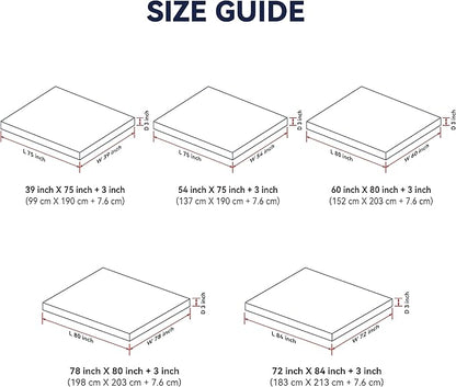 3 Inch White Goose Feather Mattress Topper,Queen Feather Bed Topper,Mattress Cover with Straps,Ultra Soft Pillowtop,100% Organic Cotton Fabric(60”x80”)