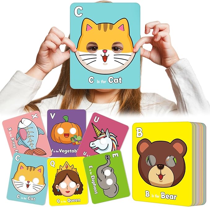 Alphabet Flash Cards,Giant ABC Animal Flash Cards for Toddler 3-5,26 Lowercase and Uppercase Letter Cards,Educational Learning Games for Kids,Preschool Kindergarten Toys