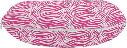 Ambesonne Zebra Print Travel Pillow Neck Rest, Striped Zebra Animal Skin Pattern in Vivid Color Fun Art Print, Memory Foam Traveling Accessory for Airplane and Car, 12", Pink Black