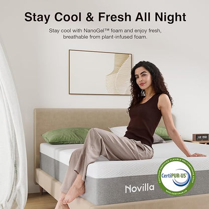 Novilla Twin XL Mattress, 10 Inch Gel Memory Foam XL Twin Mattress for Cool Night & Pressure Relief, Medium Plush Mattresses in a Box, Bliss