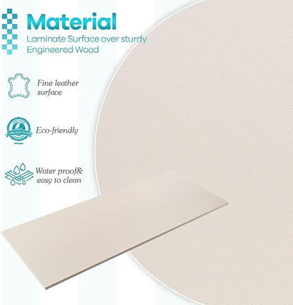 Kaboon Universal Tabletop 45.67"x23.62", Solid One-Piece Melamine Table Top, Double Desk L-Desk DIY, Home and Office,Leather/Ivory