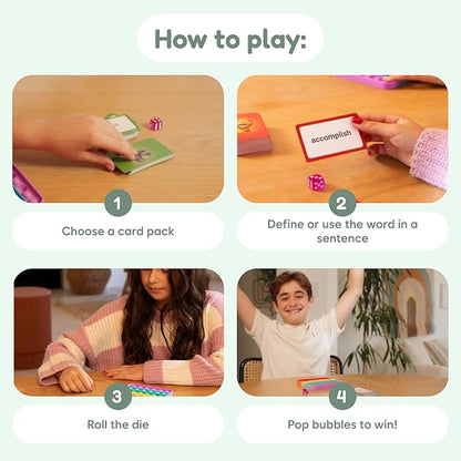 THE FIDGET GAME Vocabulary Words, Flash Card Game, Grade 4-6, Ages 9-12, Develop Communication and Reading Comprehension Skills, Fidget Mats, Learning Guide & PDF Workbook Included