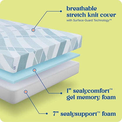 Sealy Dreamlife 8” Foam Mattress-in-a-Box, Queen, SealyComfort Gel Memory Foam, Surface-Guard Technology, Breathable Comfort