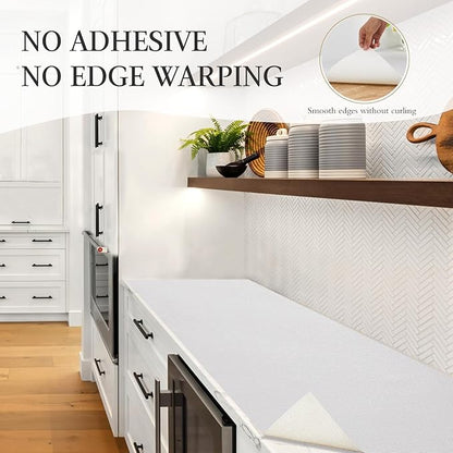 Beautysaid Shelf and Drawer Liner for Kitchen Cabinet, Non Adhesive Non Slip Shelf Paper Waterproof Washable Thickened for Dresser Pantry Shelve Bathroom Protector Liner(White,23.6 in x 30 FT)