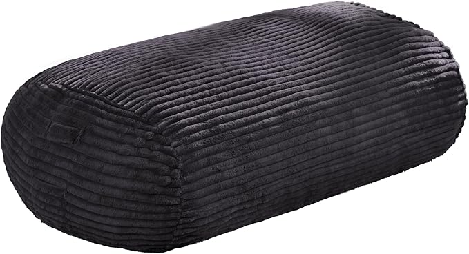 Hobestluk 3FT Bean Bag Chairs Adult Bean Bag with Portable Handle Comfy Large Bean Bag Chair with Removable Cover for Living Room Bedroom or Reading Nook (Stripe Dark Grey, 3FT)