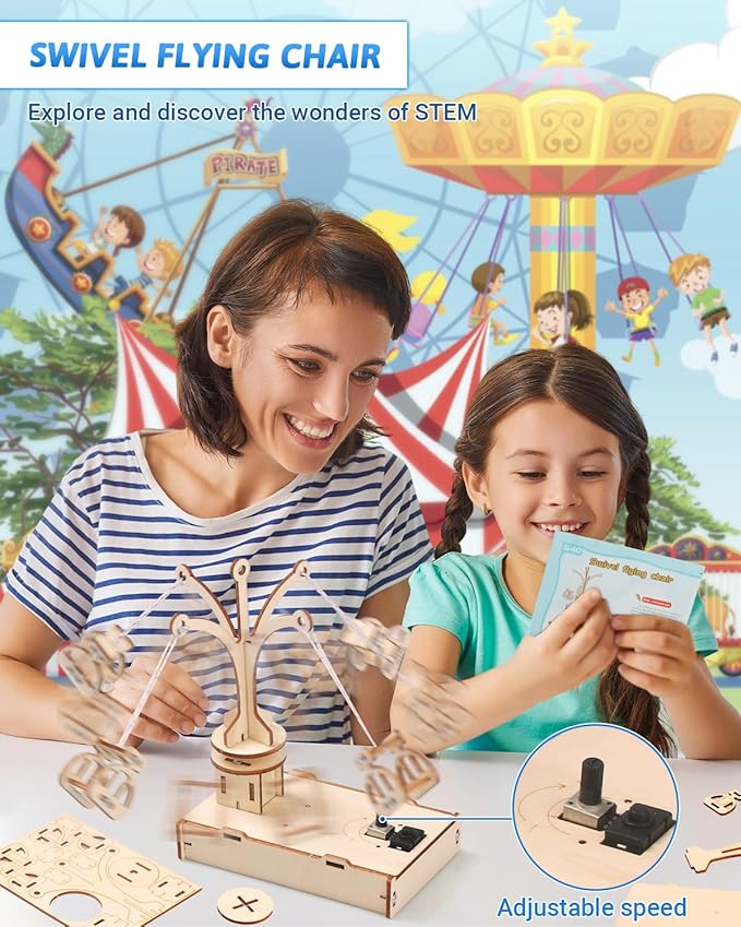 Poraxy STEM Kits for Kids Ages 8-10-12, 5 Set Wooden 3D Puzzles, Educational Science Experiment Building Projects Crafts, Toys for Ages 8-13, Birthday Gifts for Boys Girls 8 9 10 11 12 13 Years Old
